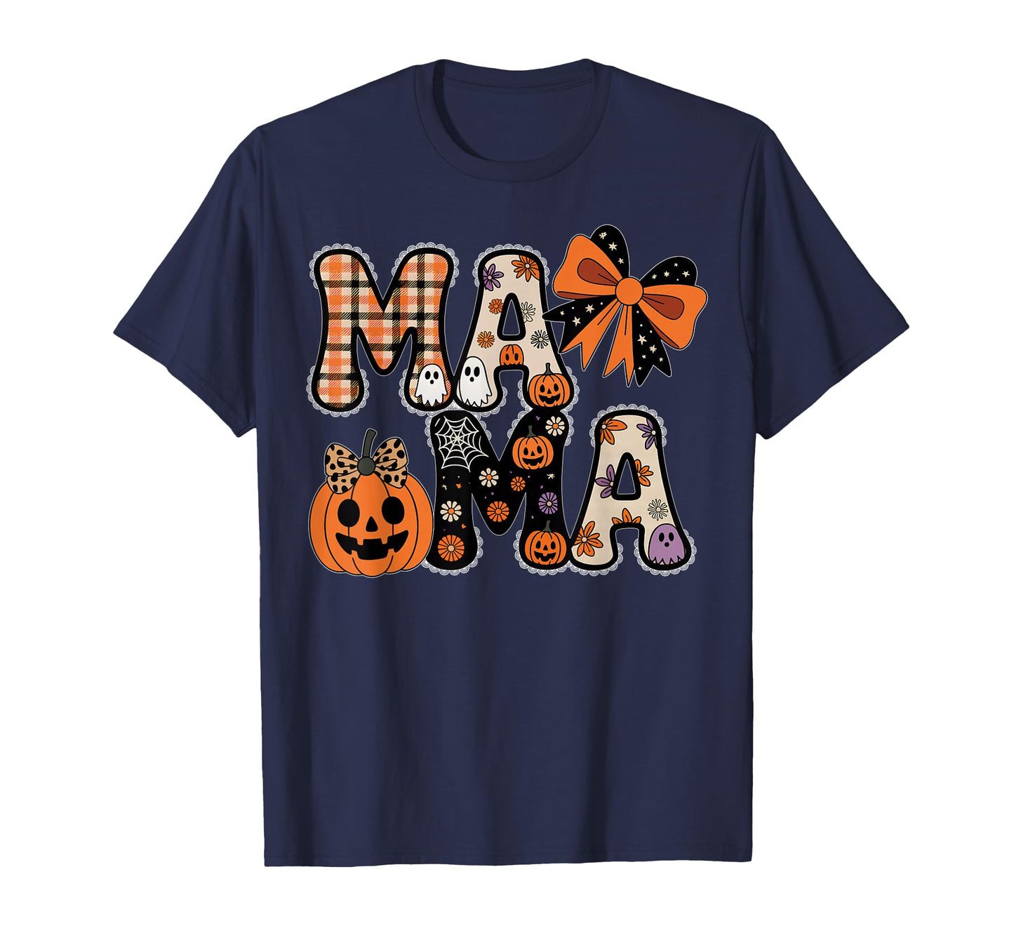Mama Pumpkin Fall Coquette Lace Bow Thanksgiving Mom Women T-Shirt