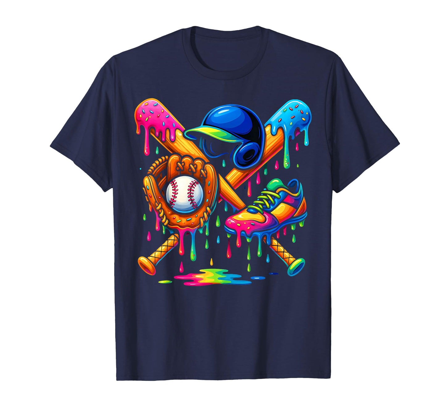 Baseball Drip Boys Ice Cream Youth Sweet Bat Cleats Glove T-Shirt