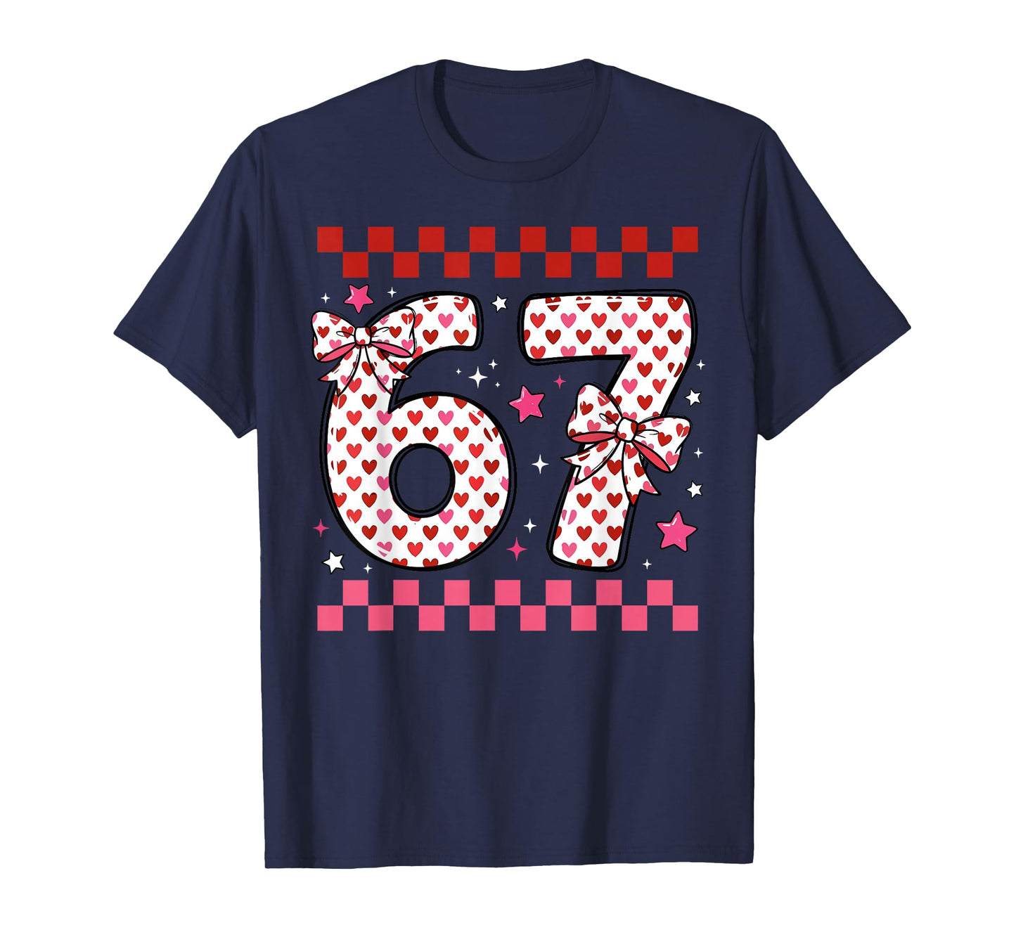 Valentine 67 Six Seven 6-7 Funny Heart Bow for Kids Girls T-Shirt