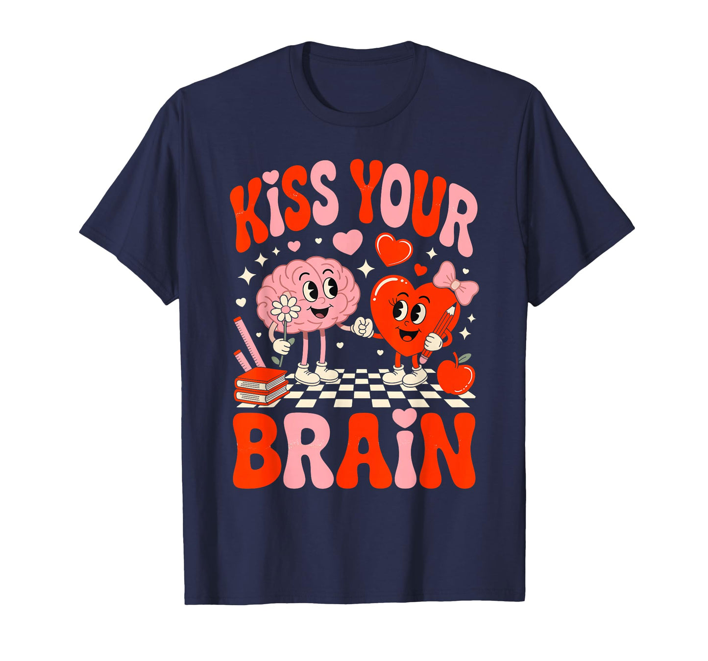 Kiss Your Brain Women Valentine's Day Retro School Counselor T-Shirt