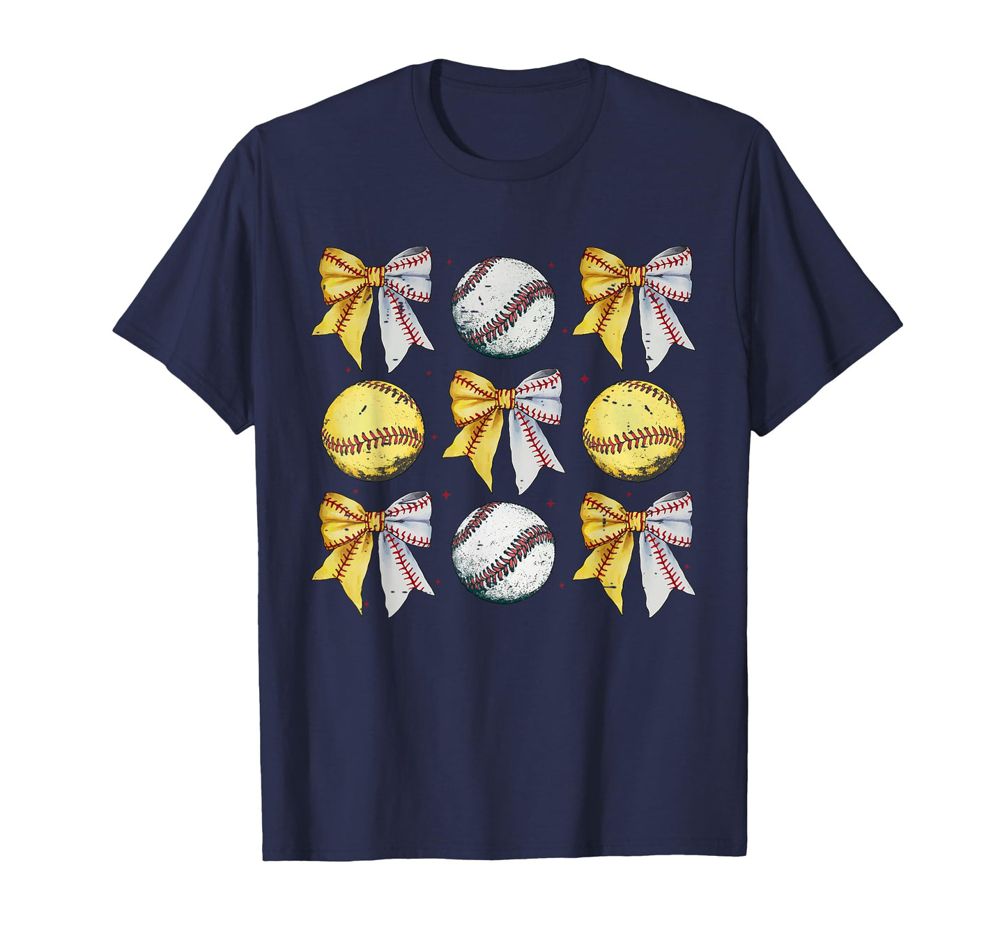 Retro Coquette Bow Funny Game Day Baseball Softball Mama T-Shirt