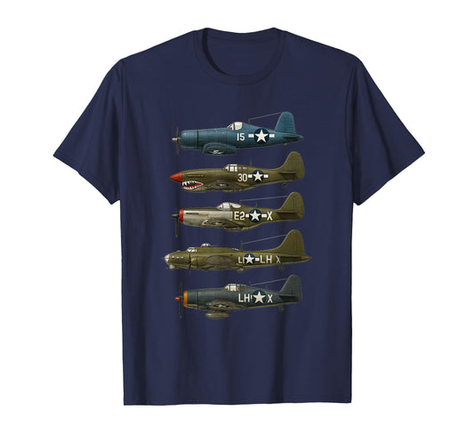 WW2 Warplanes F4U, P-51 Mustang, P-40 B17 Gift T-Shirt