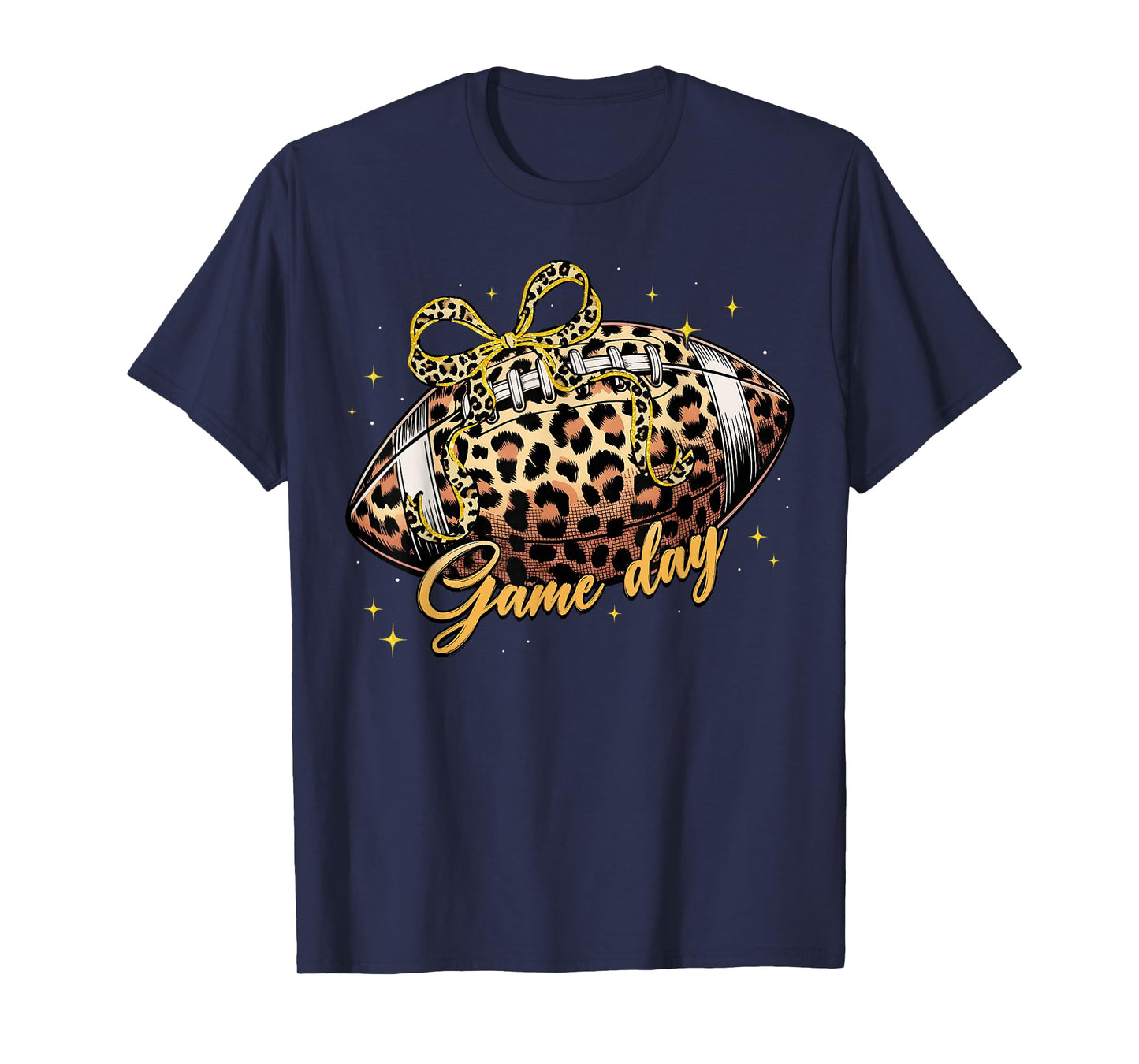 Game Day Football Coquette Bow Leopard Fall Thanksgiving T-Shirt