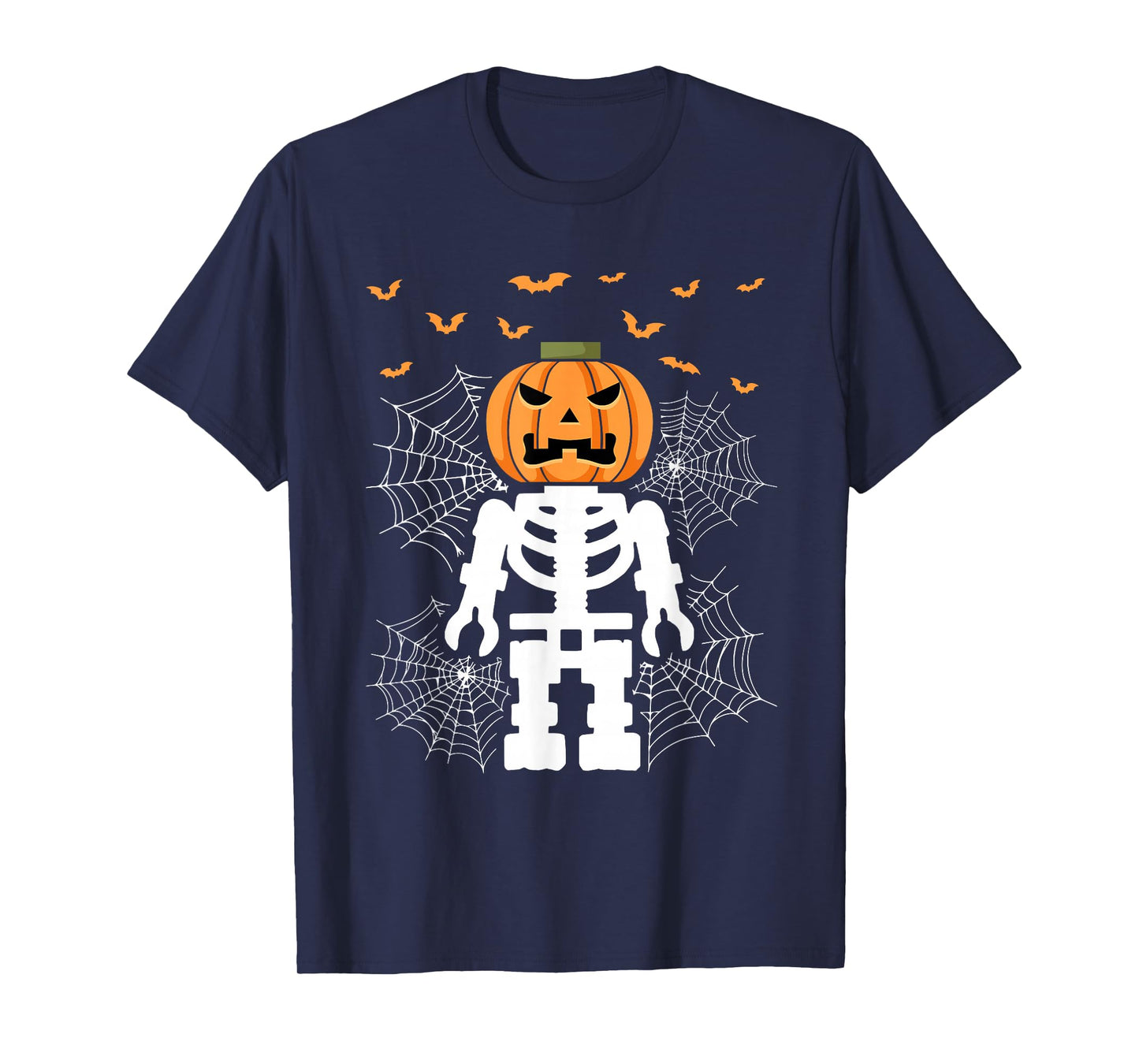 Halloween Skeleton Pumpkin Master Builder Blocks Building T-Shirt