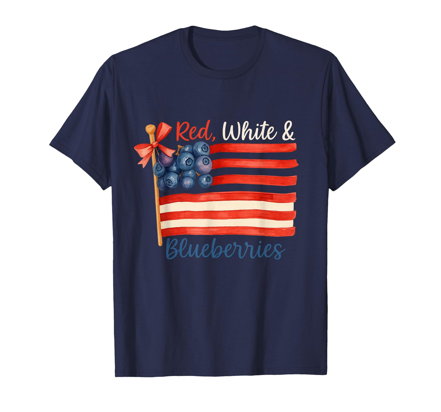 Red White & Blueberries American Flag PNG Blueberry USA T-Shirt