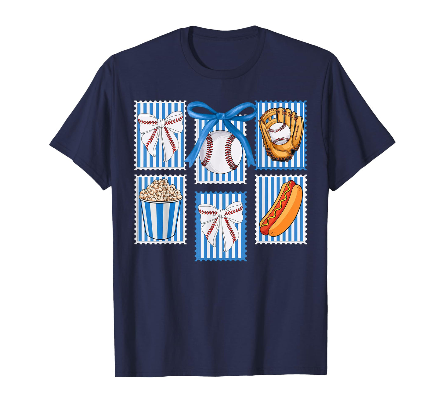 Stamps Coquette Bow Baseball Kids Youth Girls Baseball Mom T-Shirt