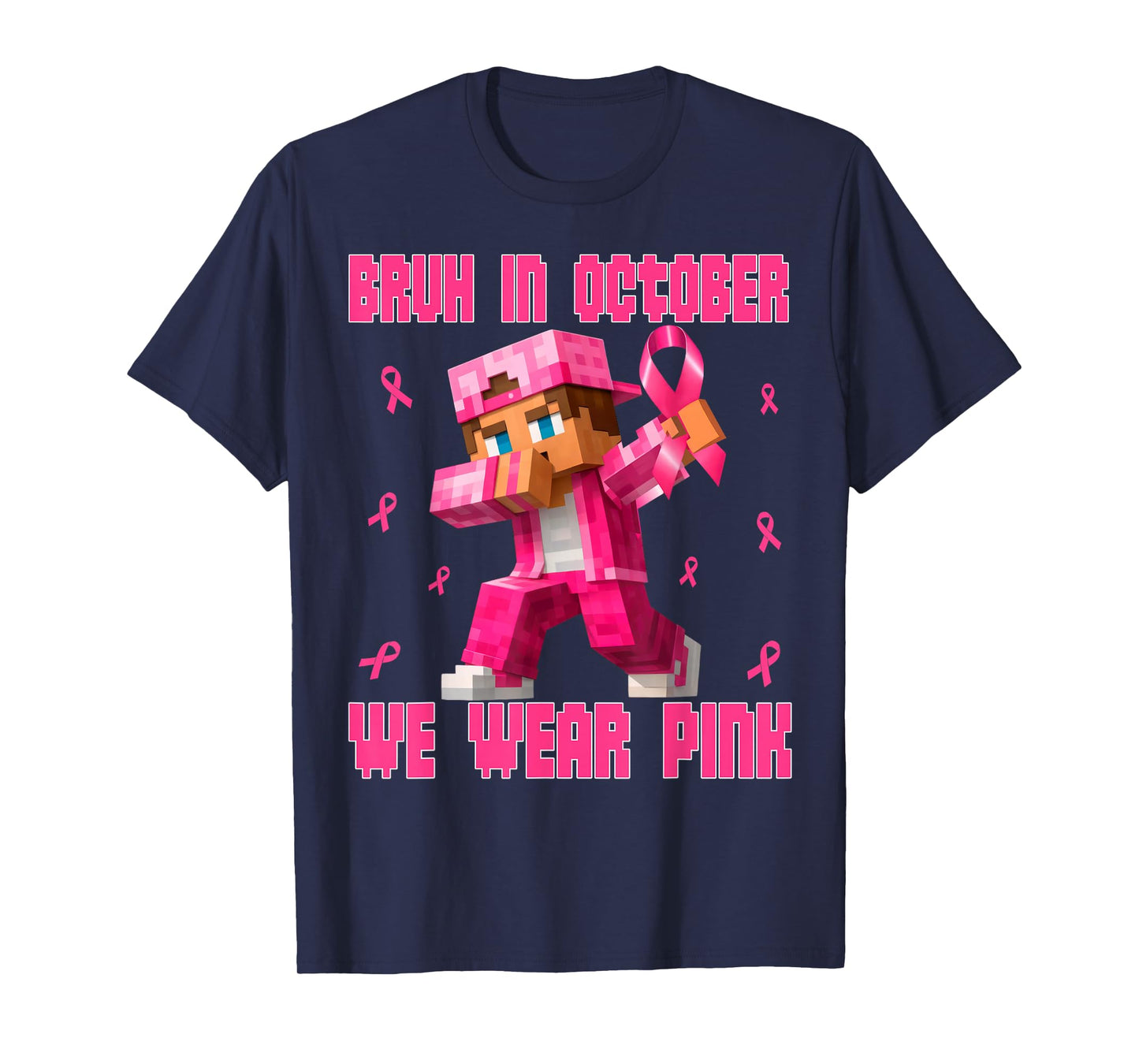 Breast Cancer Shirt Kids Boys Bruh in October We Wear Pink T-Shirt