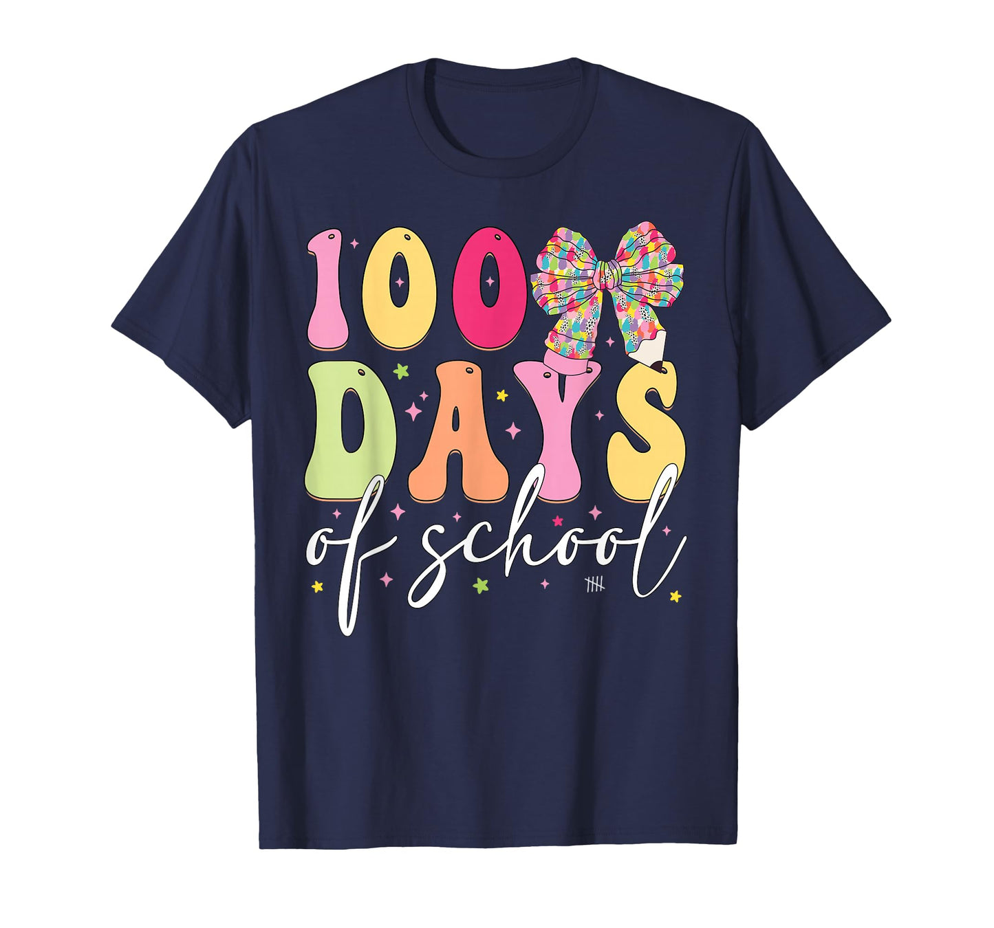 100 Days of School Coquette Bow Girls Teachers Students T-Shirt