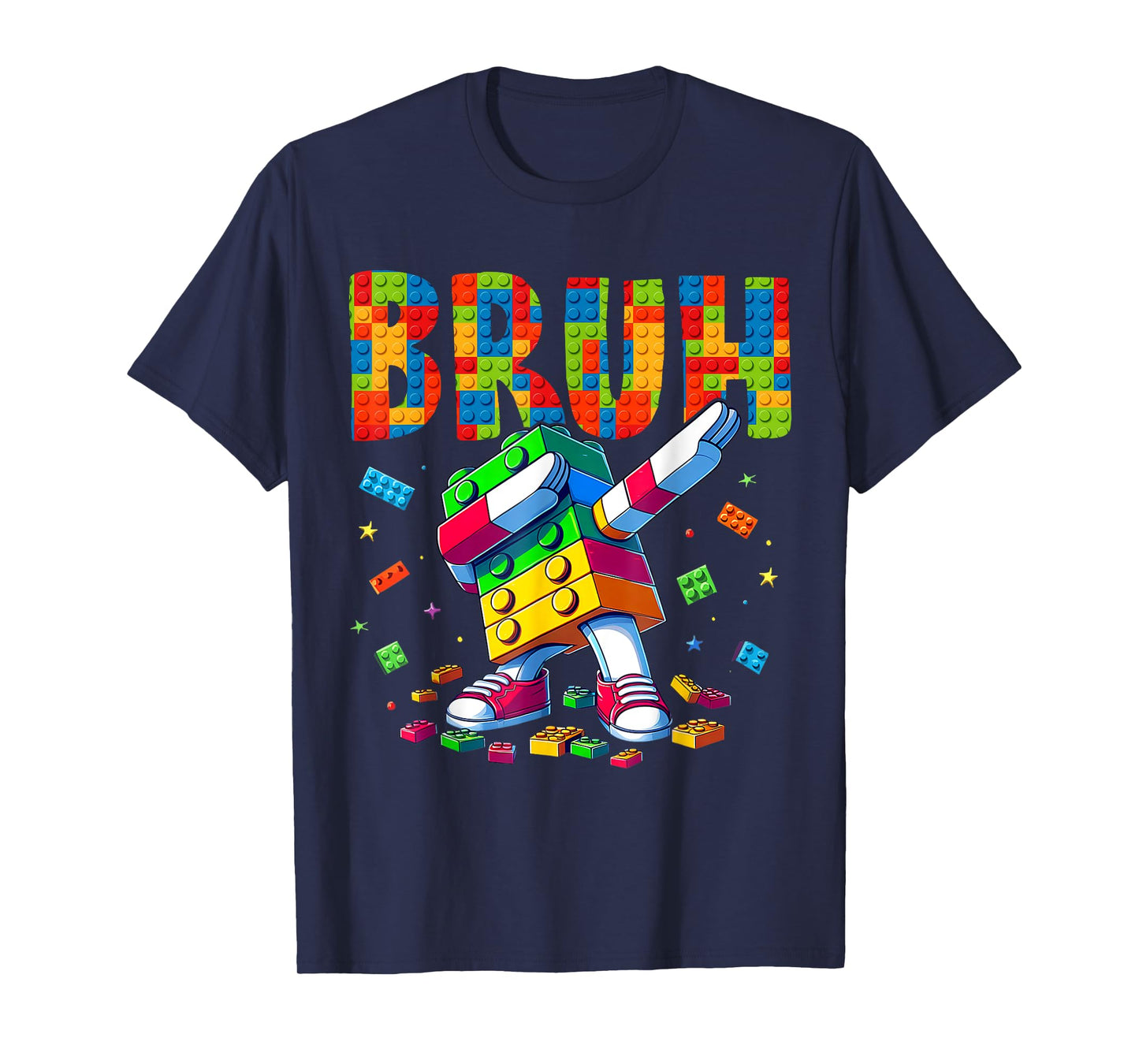 Boys Kids Funny Building Blocks Dabbing Bruh Gamer T-Shirt