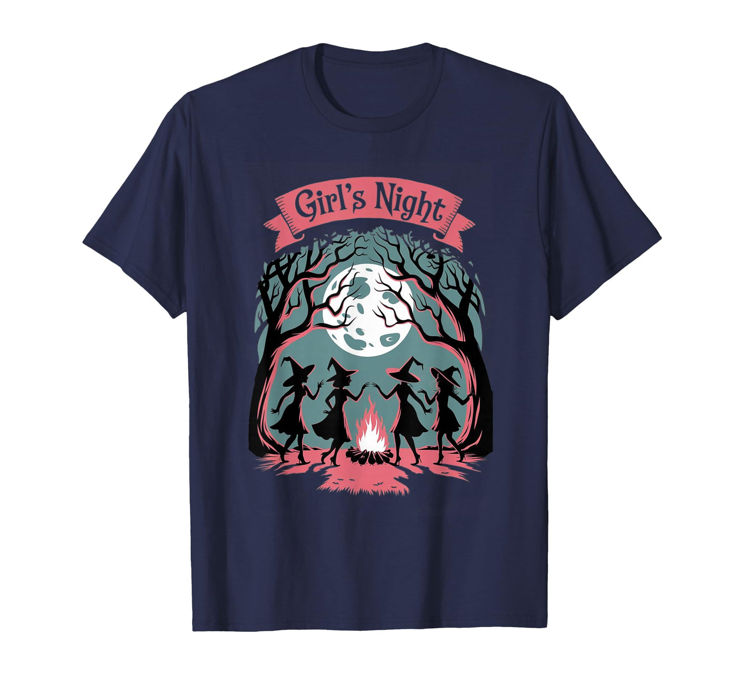 Girl's Night Witch Coven Halloween motif Spooky Fun banner T-Shirt