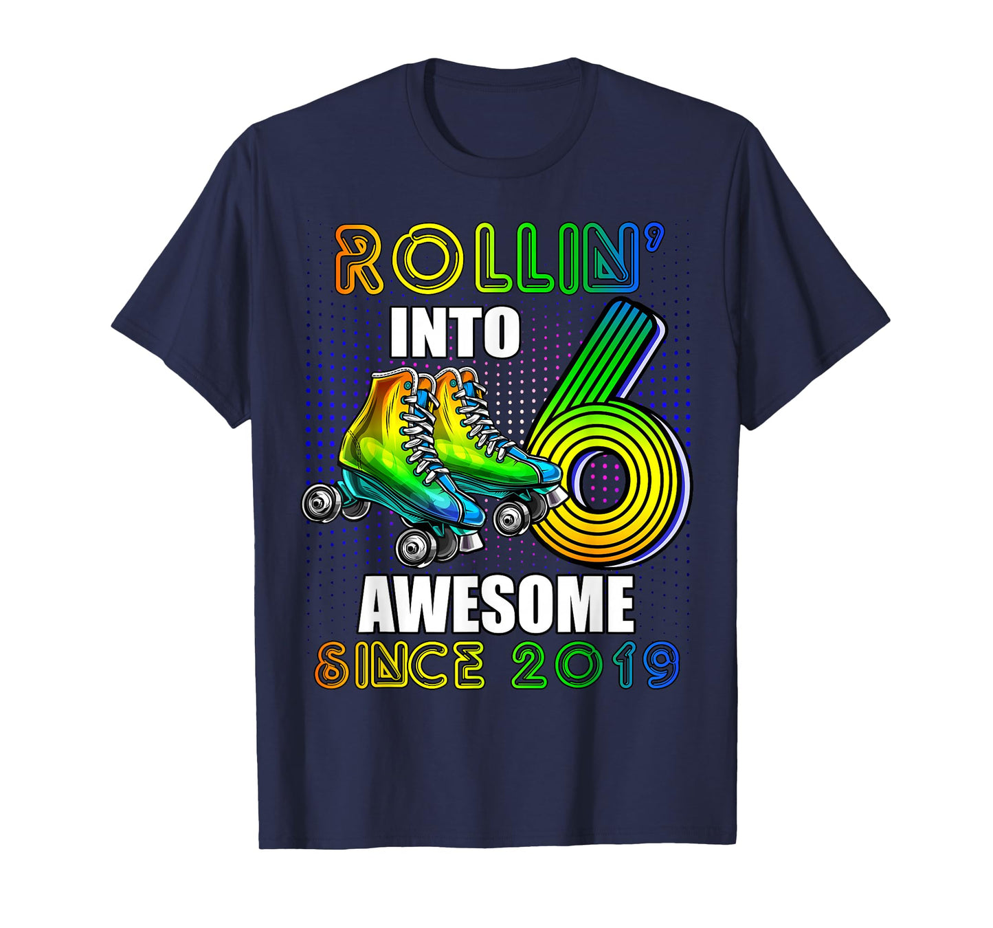 Birthday Roller Skating 6th Girls Rollin into 6 Skate Party T-Shirt