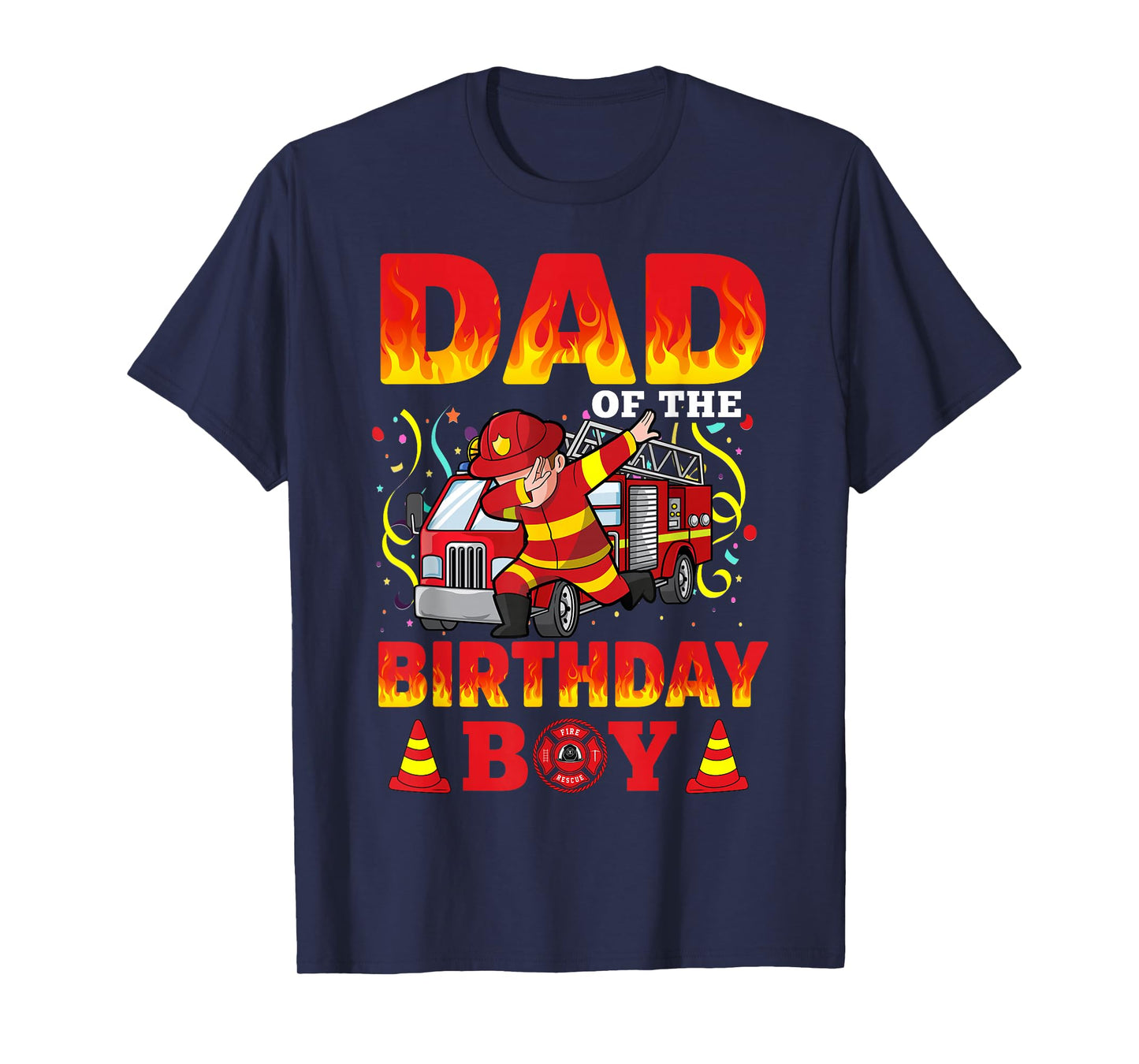 Dad Of The Birthday Boy Fire Truck Firefighter Boys T-Shirt