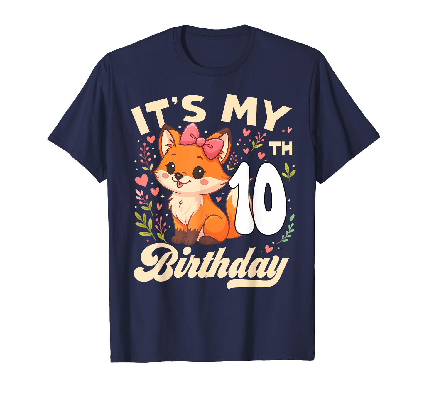 Fox Animal Lovers 10th Birthday Girl Fox B-Day 10 Years Old T-Shirt