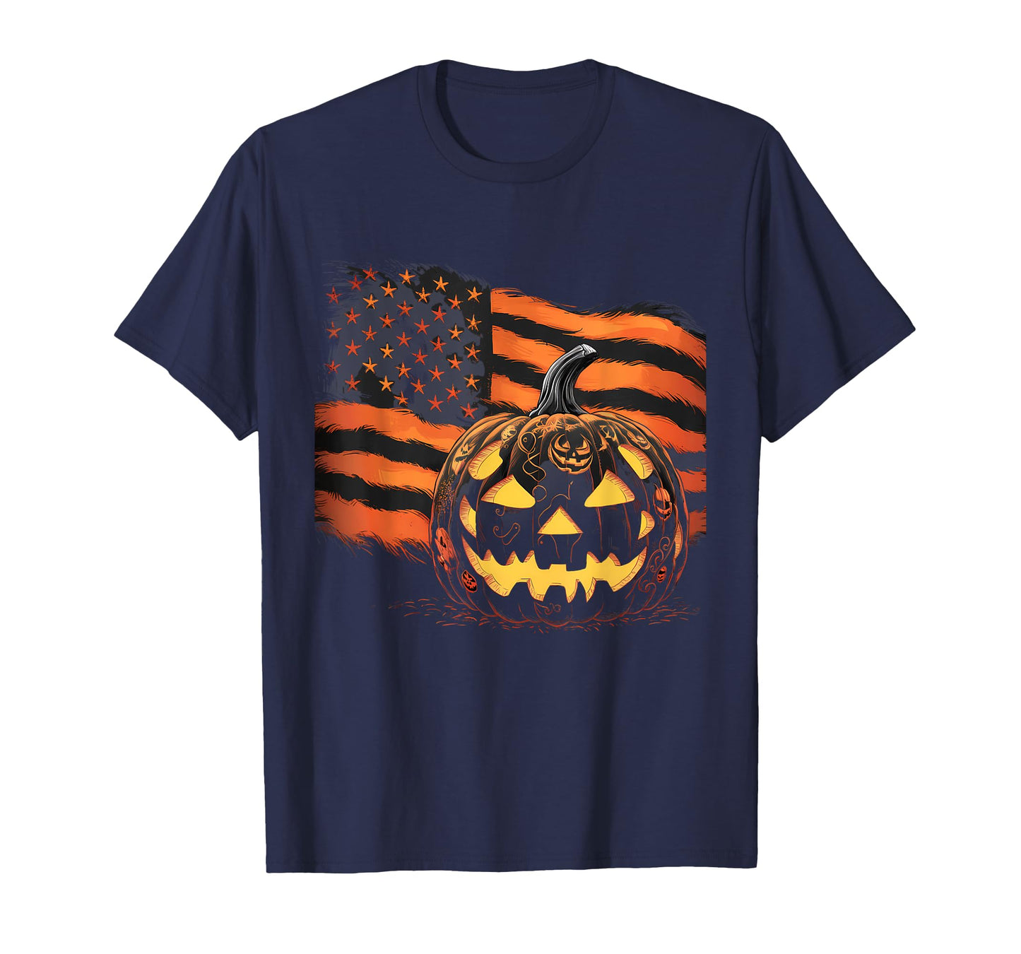 Halloween Tshirt Pumpkin American Flag Horror Party Costume T-Shirt