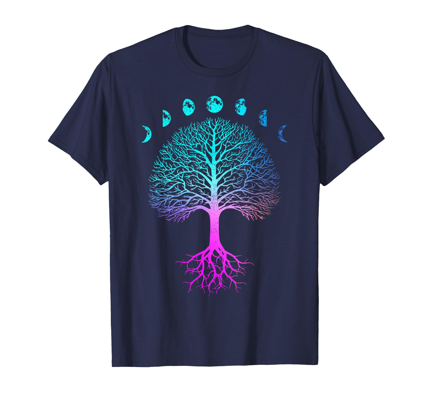 Tree of Life Phases of the Moon Vintage Retro Yoga Gift T-Shirt