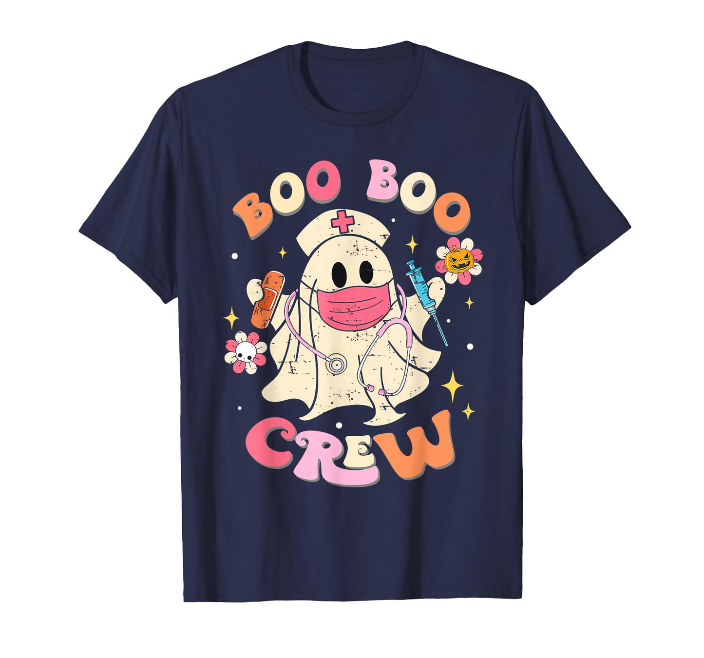 Boo Boo Crew Nurse Shirt Funny Ghost Retro Halloween Nurse T-Shirt