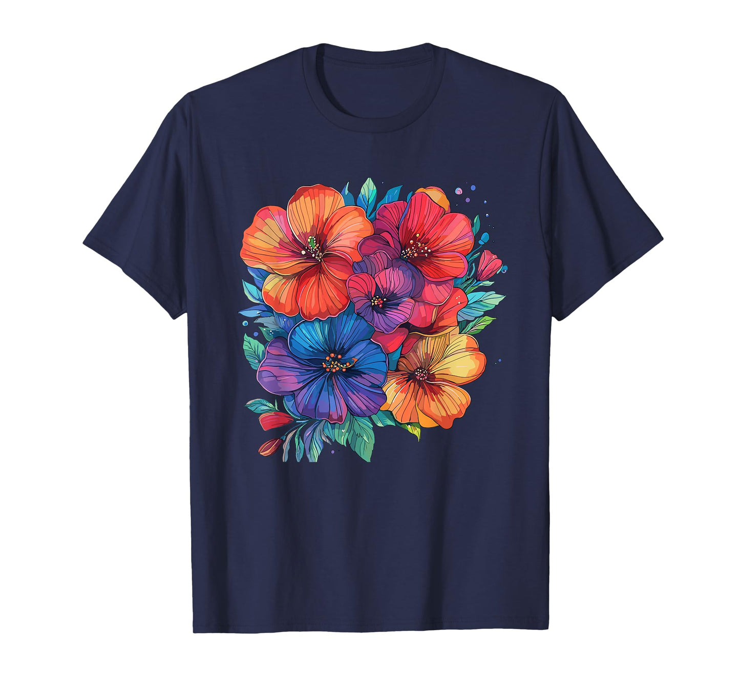 Colorful Hibiscus Flower Bouquet Tropical Floral T-Shirt