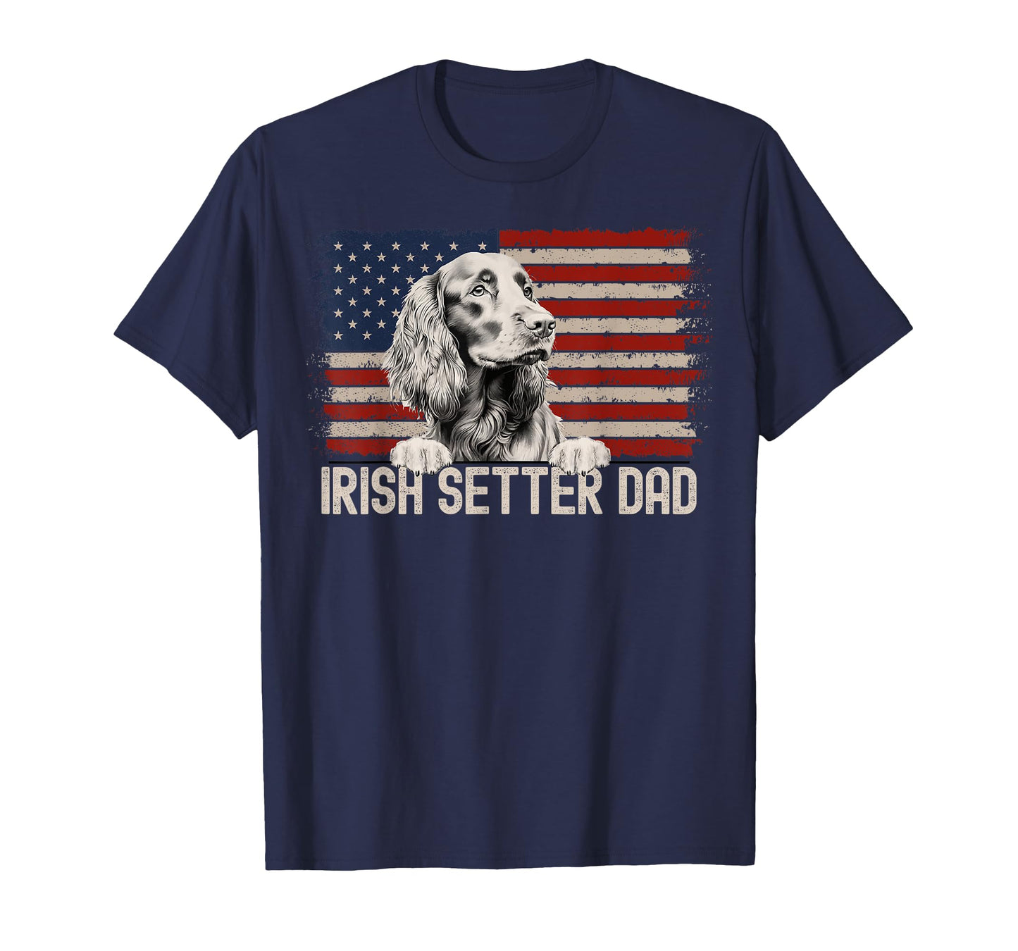 Best Dog Dad Ever American Flag - Irish Setter Dad T-Shirt