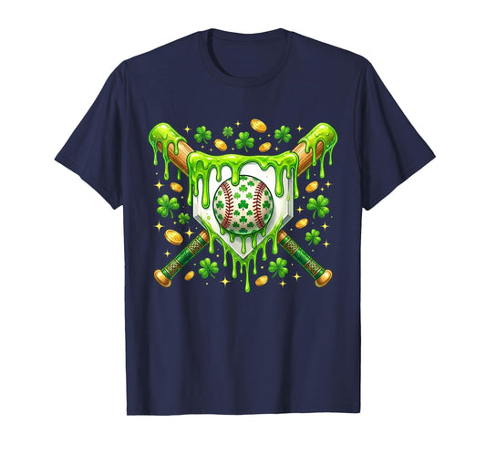 St Patrick Day Baseball Drip Ice Cream Baseball Home Plate T-Shirt