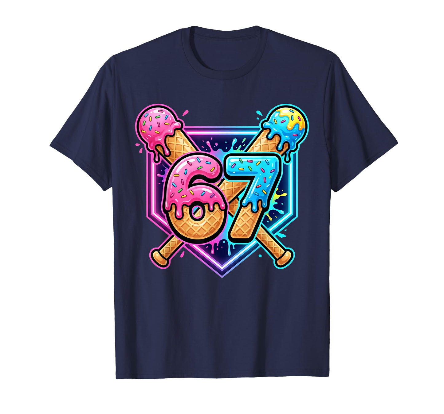 Baseball 67 Ice Cream Drip Six Seven Boys Funny Meme T-Shirt
