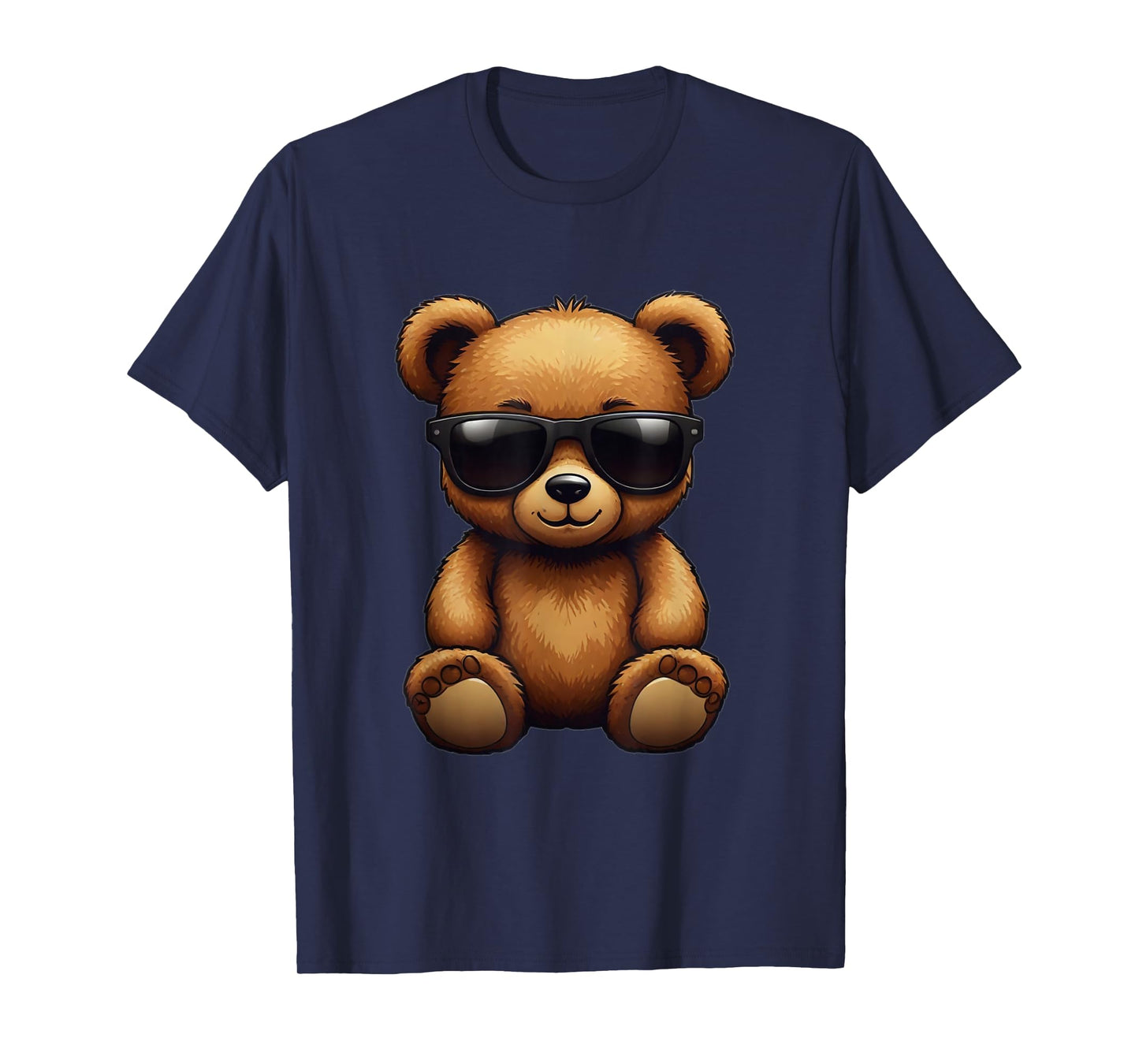Cool Brown Bear Teddy Bear Wearing Sunglasses in Summer T-Shirt