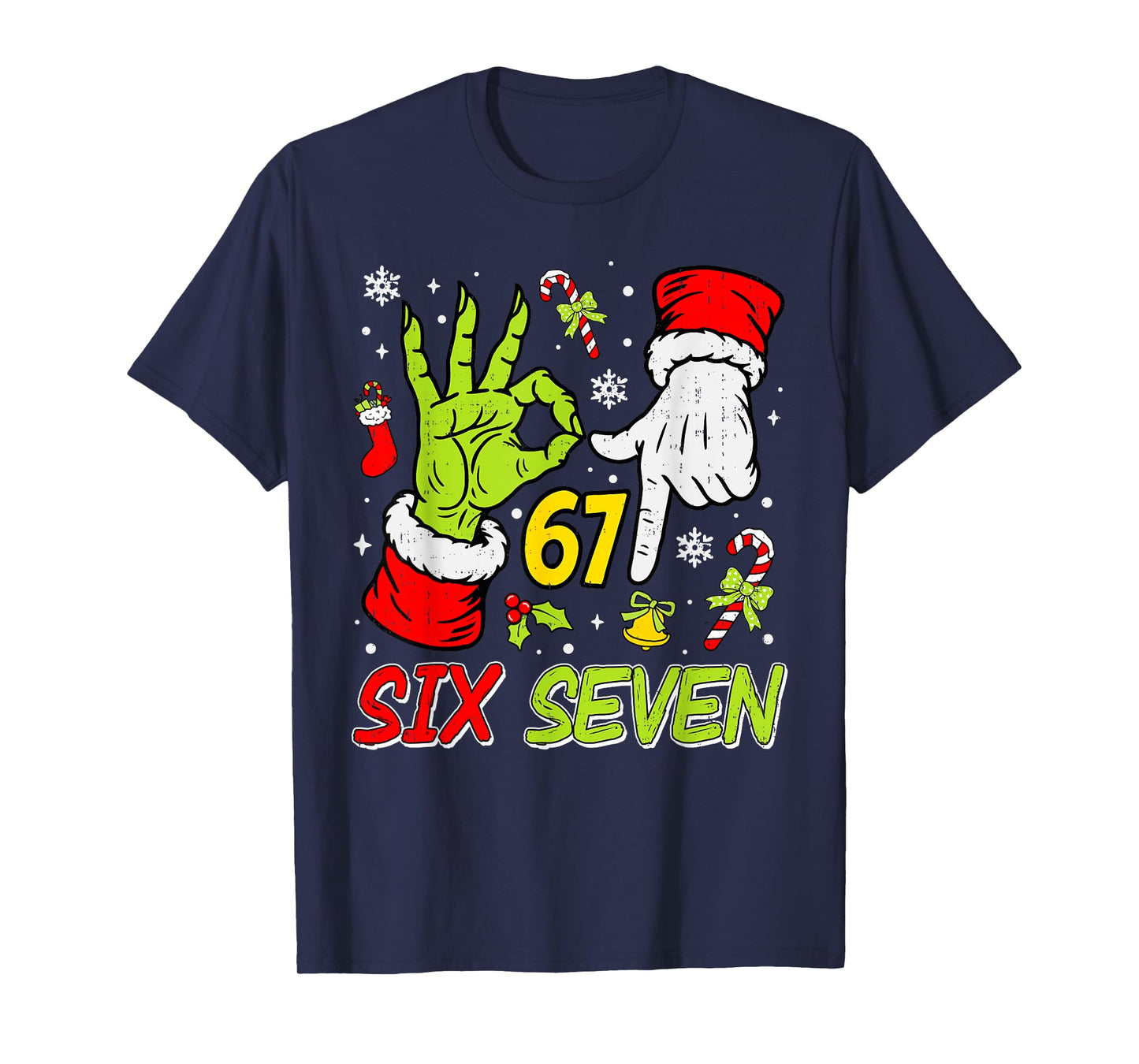 Christmas Six Seven 67 Funny Meme 6 7 Xmas Holiday Slang T-Shirt