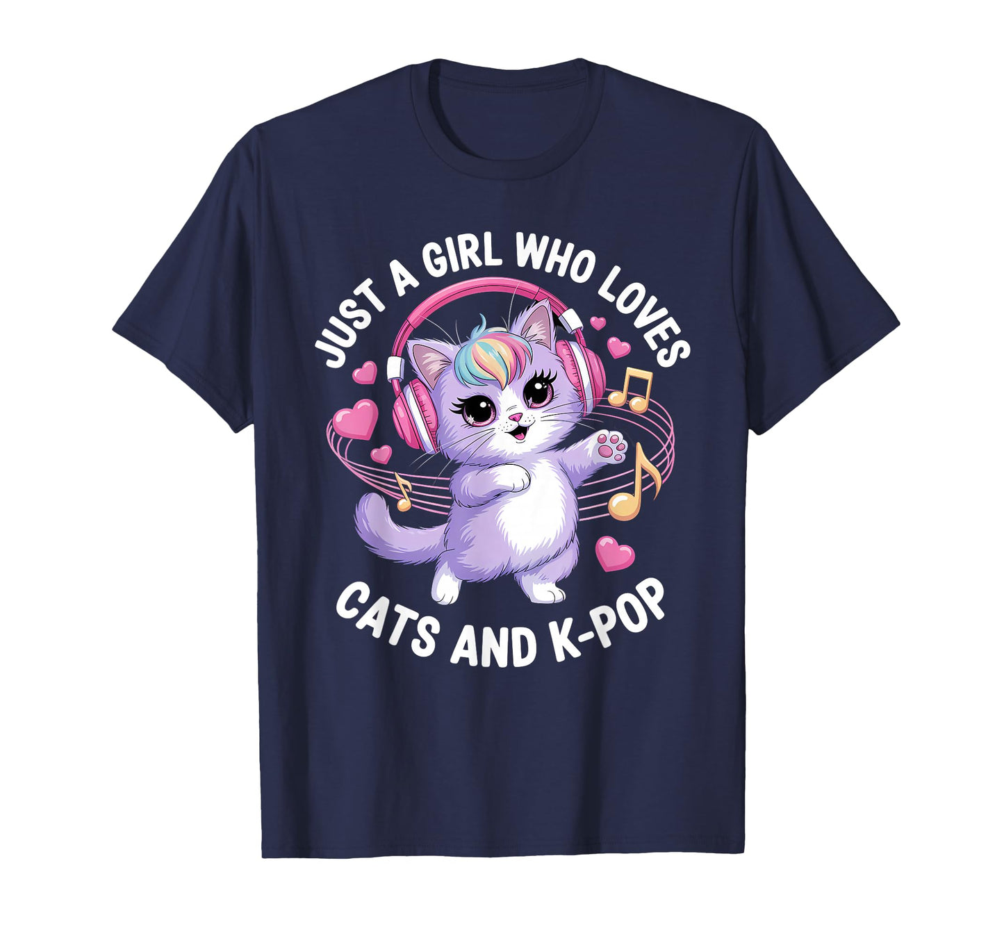 Just A Girl Who Loves Cats and K-Pop Girl K Pop Kawaii Kpop T-Shirt