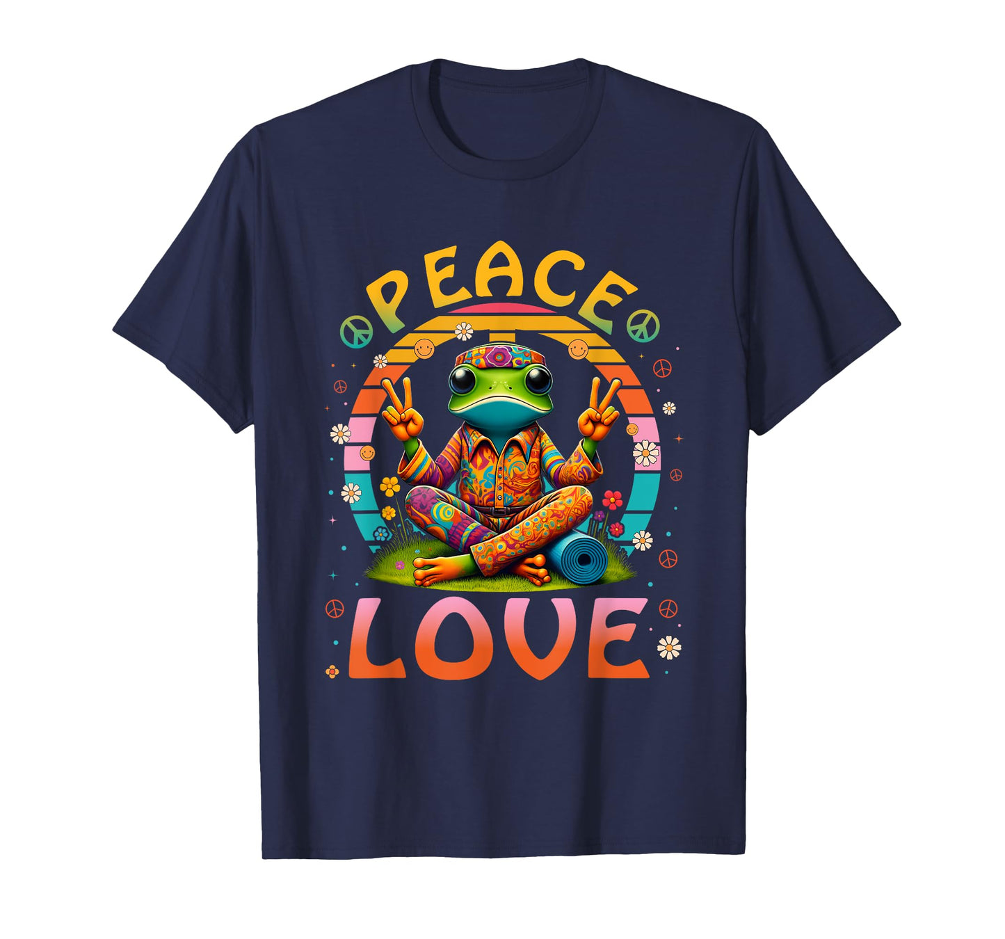 Cool Retro Peace Frog Tie Dye T-Shirt