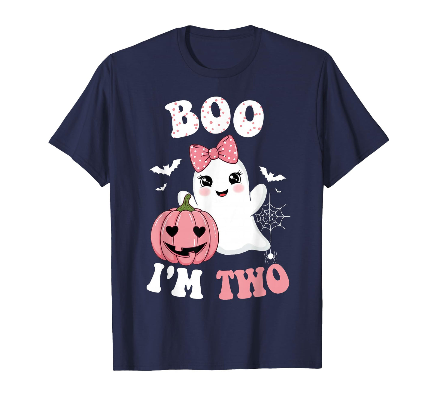 Boo I'm Two Birthday Pink Pumpkin Halloween Girls Kid T-Shirt