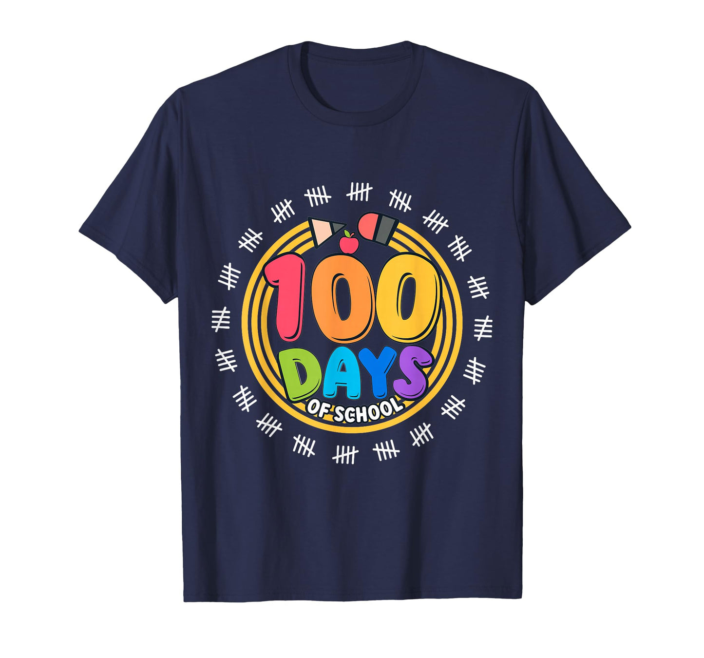 100 Days of School Colorful Tally Marks Kids T-Shirt