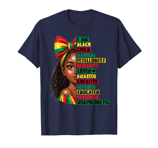 I Am Black Child Afro Girl Empowerment Black History Month T-Shirt