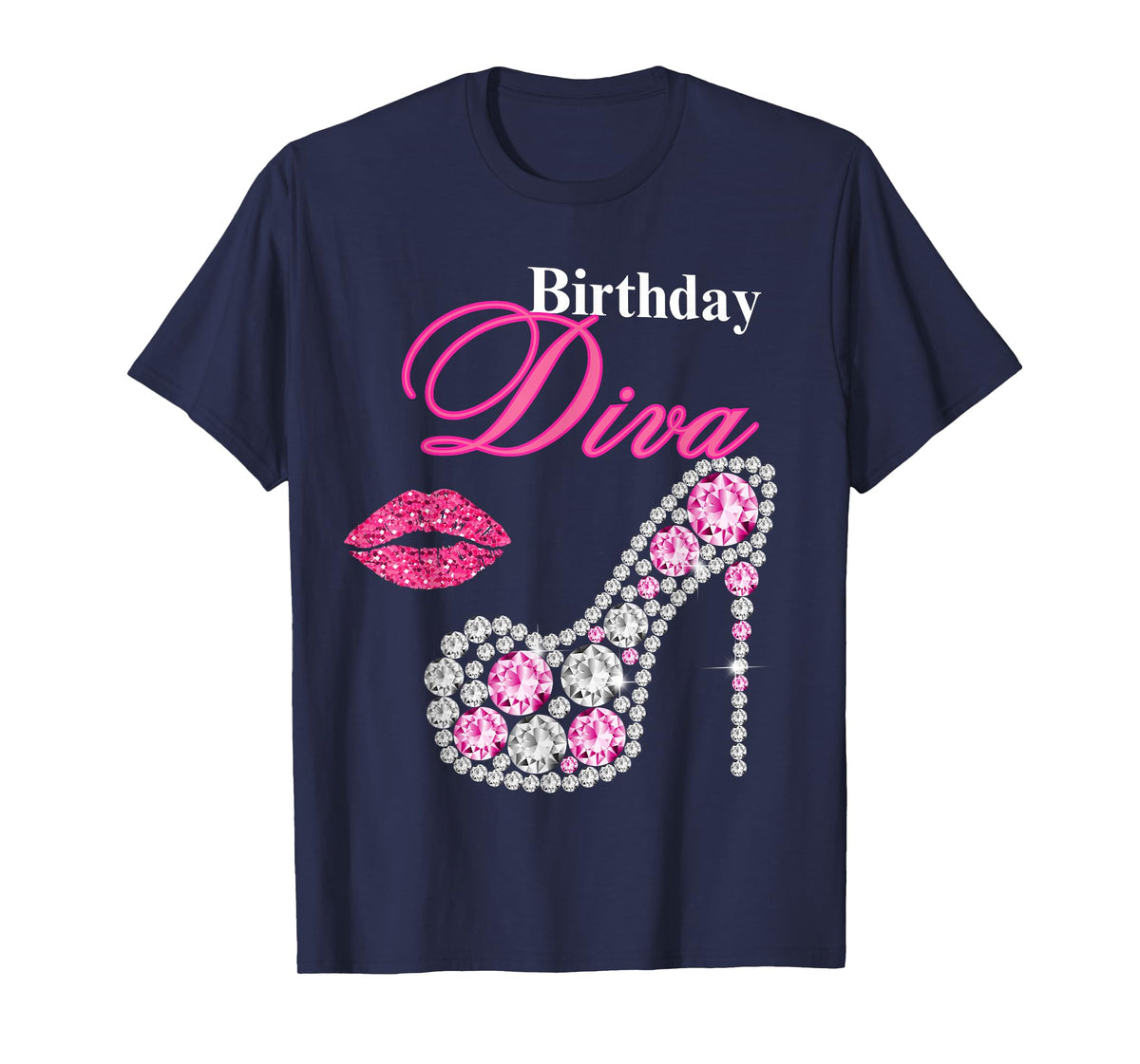 Hot Pink Lips Gifts High Heel Afro Diva Birthday Melanin T-Shirt