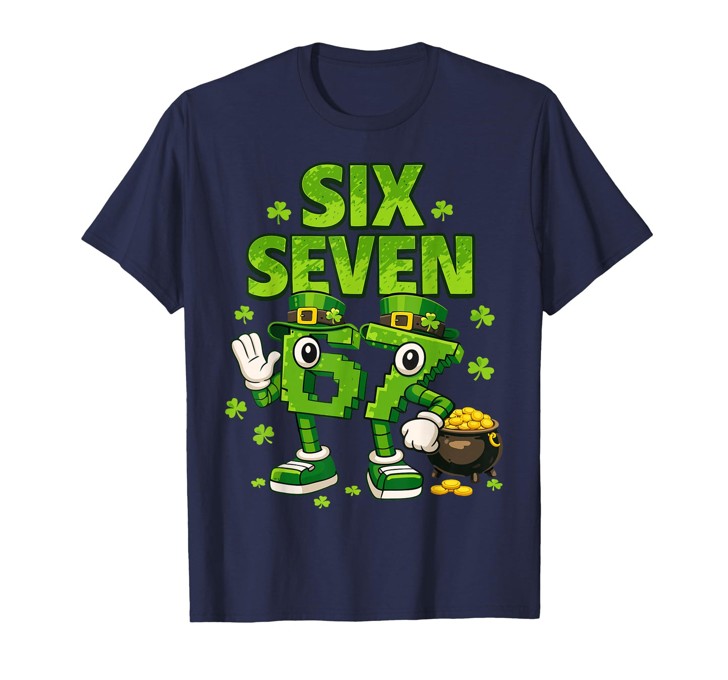 Kids Meme 6-7 Shamrock Six Seven 6 7 St Patricks Day 67 T-Shirt
