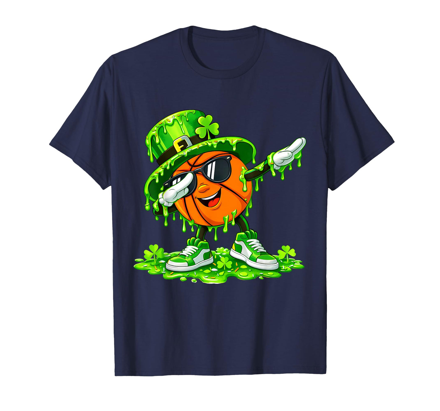 Dab Basketball St Patricks Day Ice Cream Drip Boys Shamrock T-Shirt