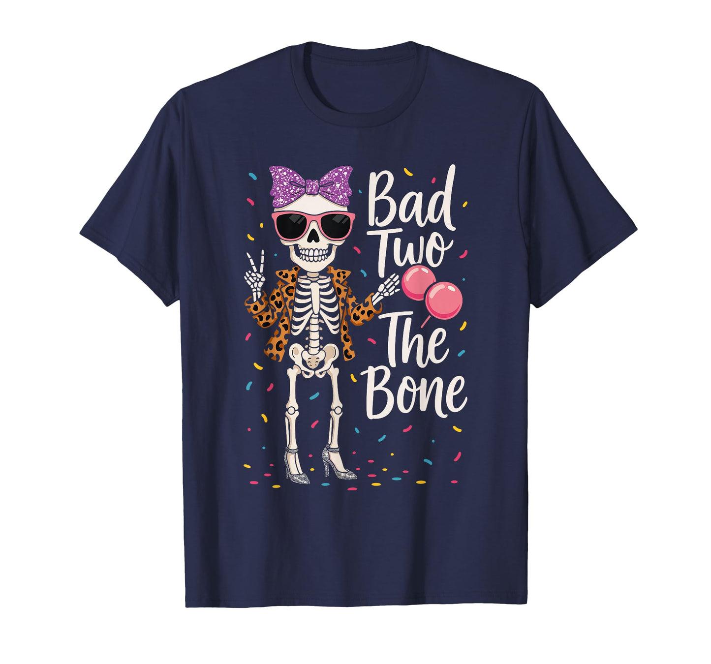 Bad 2 the Bone Outfit Girl, Funny 2nd Birthday Skeleton T-Shirt