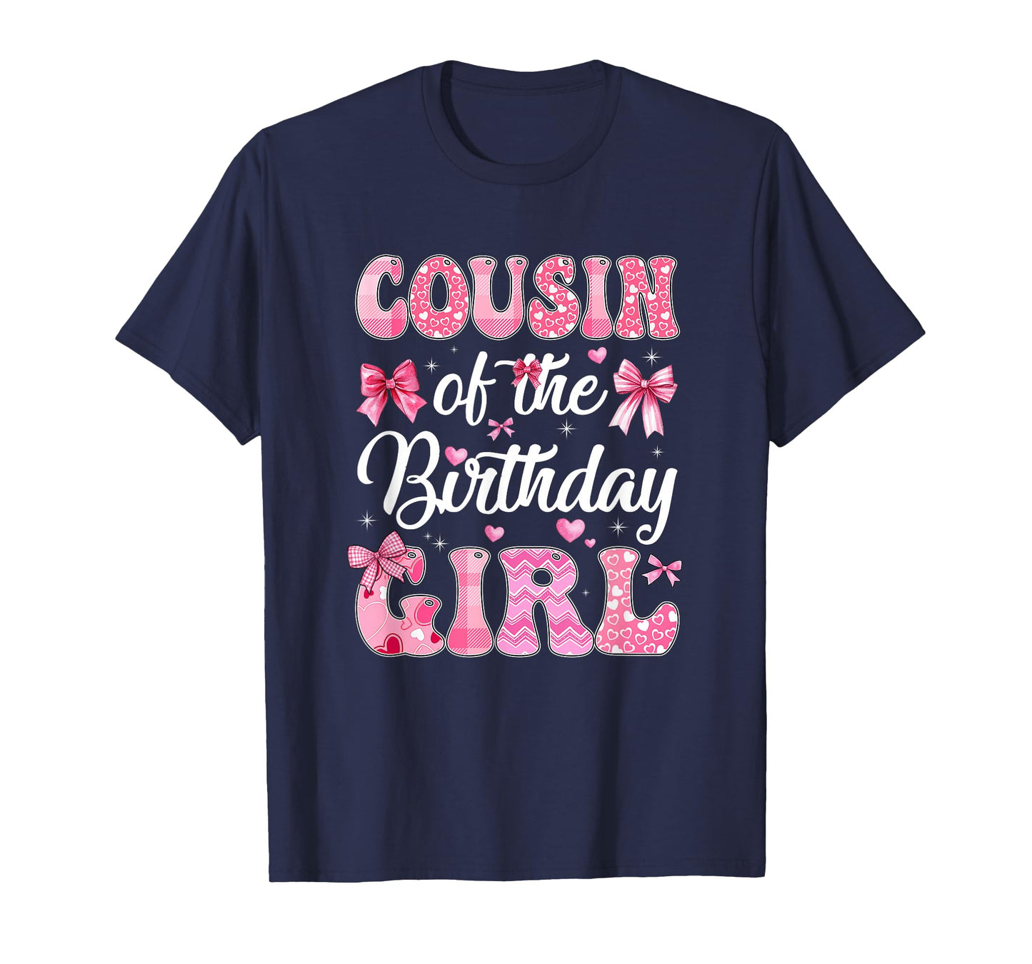 Cousin Of The Birthday Girl Family Pink Coquette Bow T-Shirt