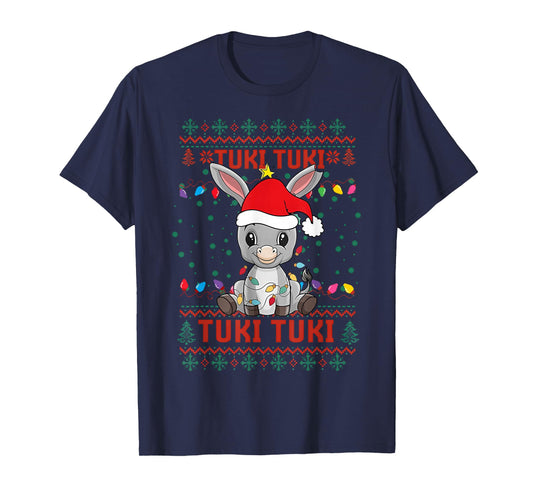 Tuki Tuki Donkey Santa Hat Spanish Mexican Christmas Sweater T-Shirt