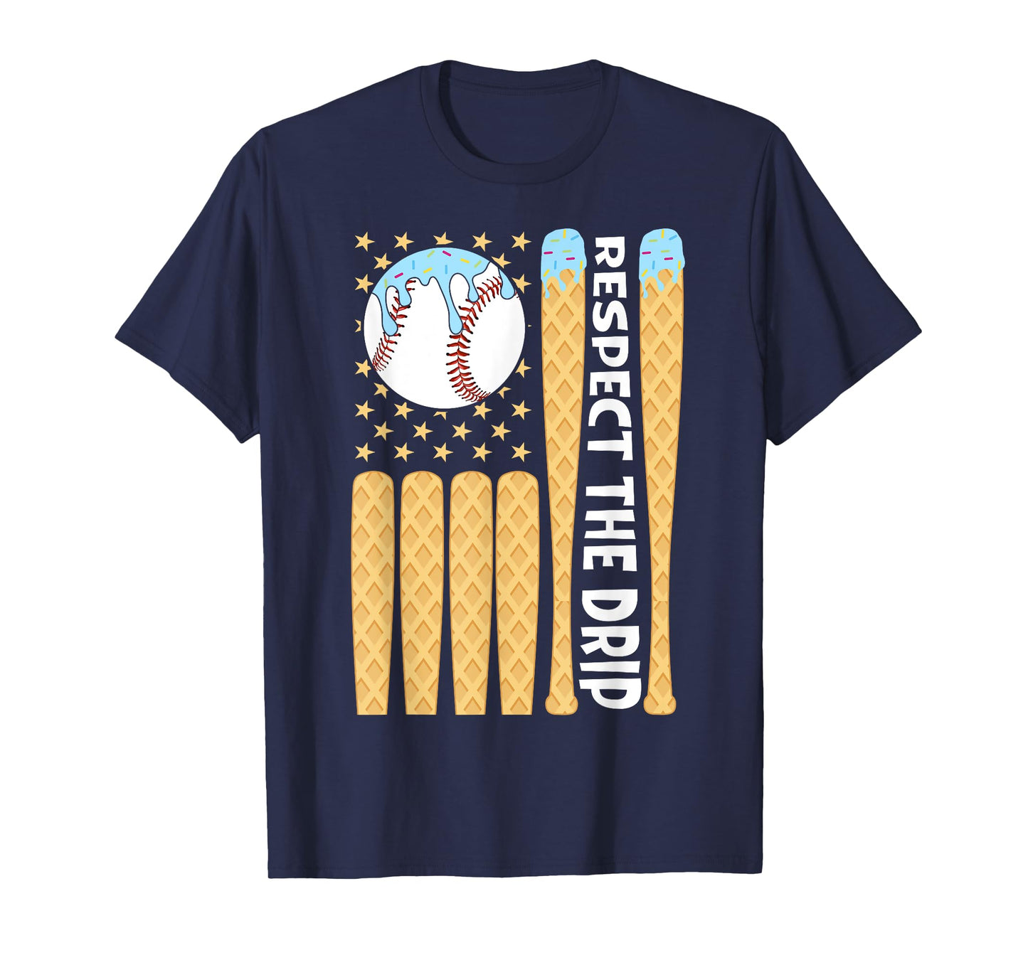 Baseball Drip Boys Ice Cream American Flag Respect The Drip T-Shirt