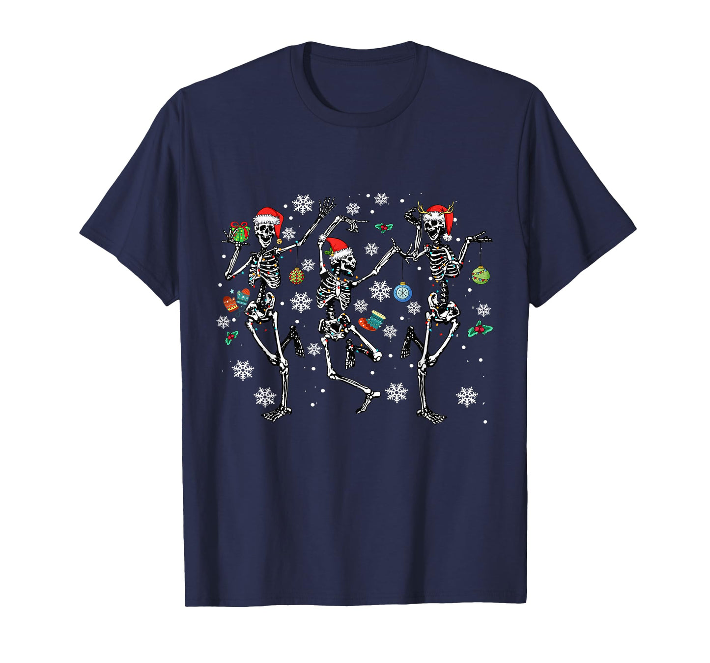 Christmas Skeleton Dancing Christmas Lights Xmas Tree Cute T-Shirt