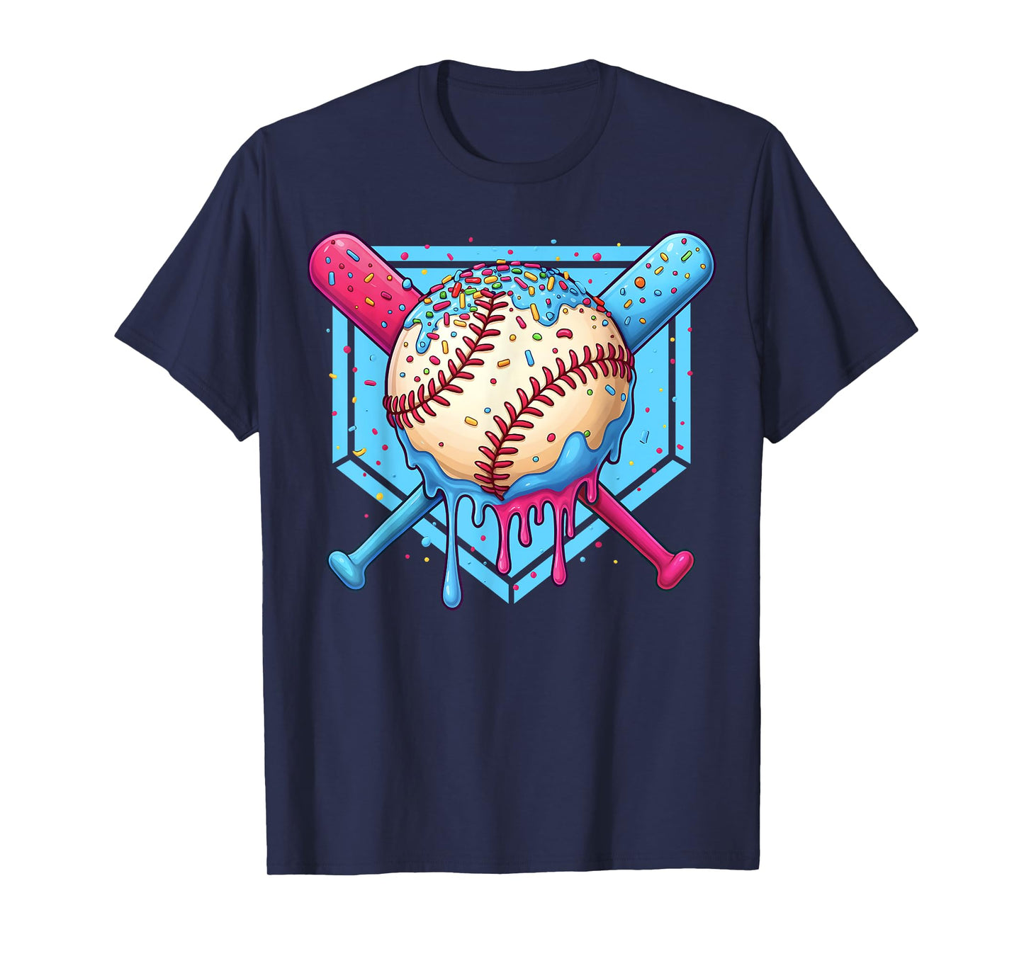 Baseball Drip Boys Home Plate Ice Cream Drip Youth Sports T-Shirt