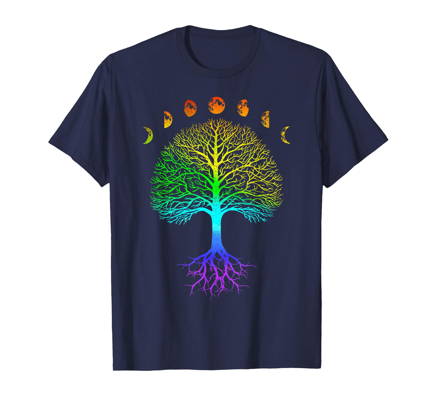 Tree of Life Phases of the Moon Vintage Retro Yoga Gift T-Shirt