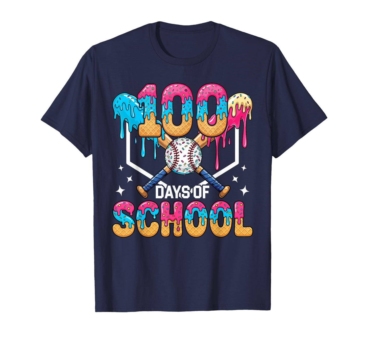 100 Days of School Baseball Boys Kids 100th Day of School T-Shirt