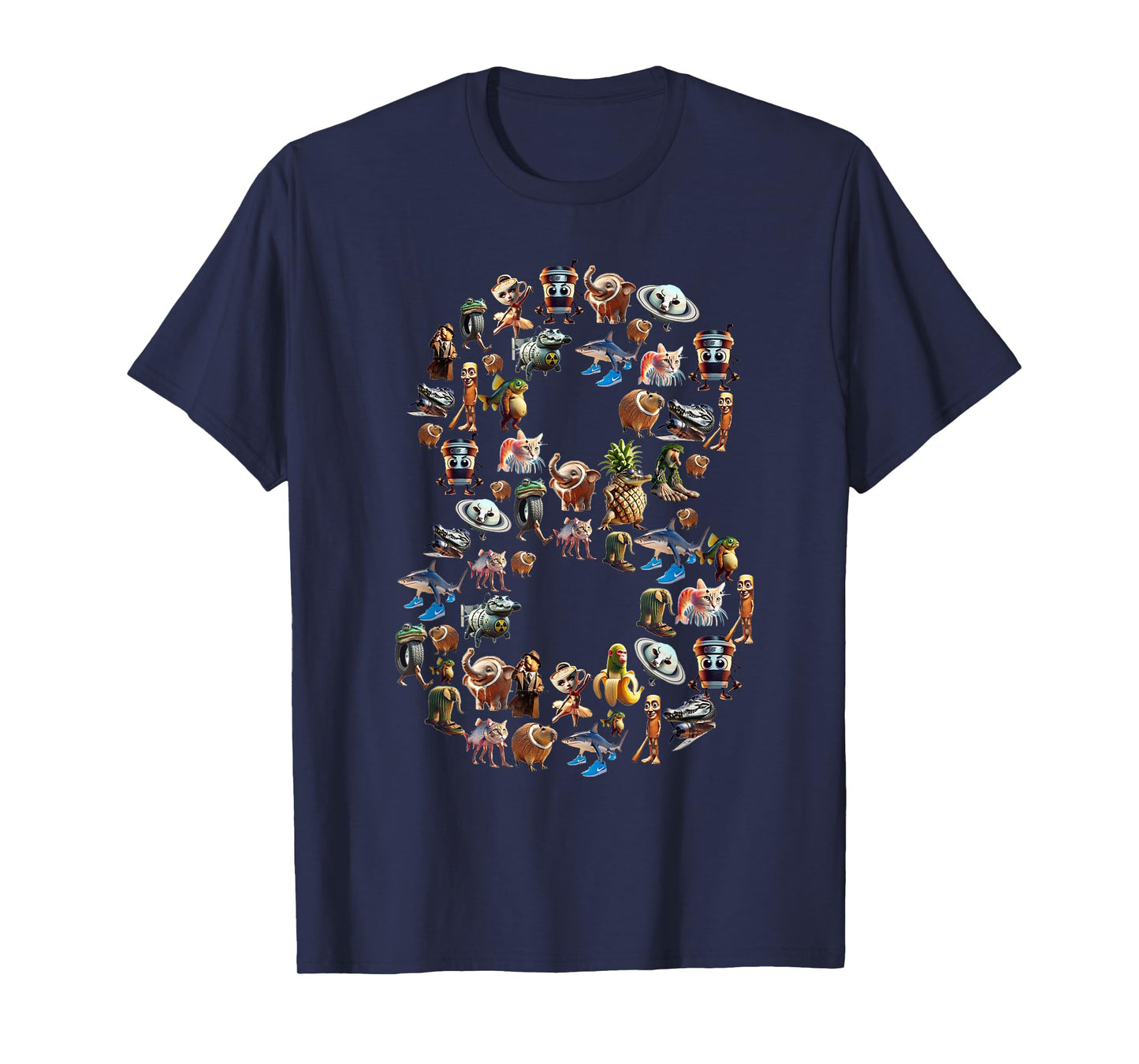 Happy 8th Birthday Boy Italian Brainrot Meme Party Funny T-Shirt