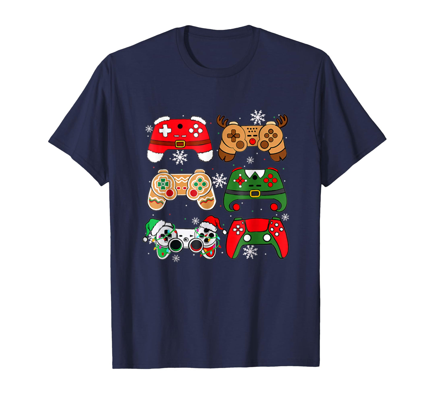Boys Christmas Shirt Santa Elf Gaming Controllers Gamer Xmas T-Shirt