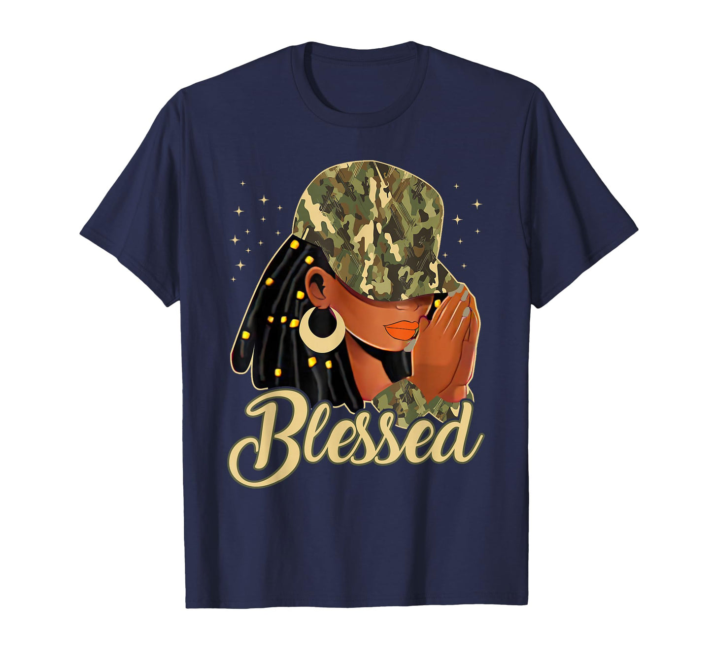 Blessed Black Woman Praying African Christian Camouflage T-Shirt