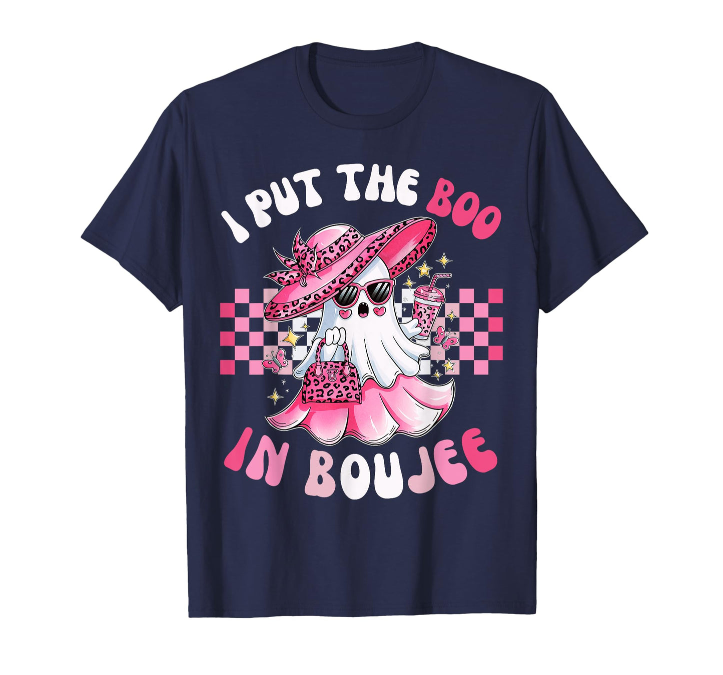 Funny I Put The Boo In Boujee Pink Ghost Halloween T-Shirt