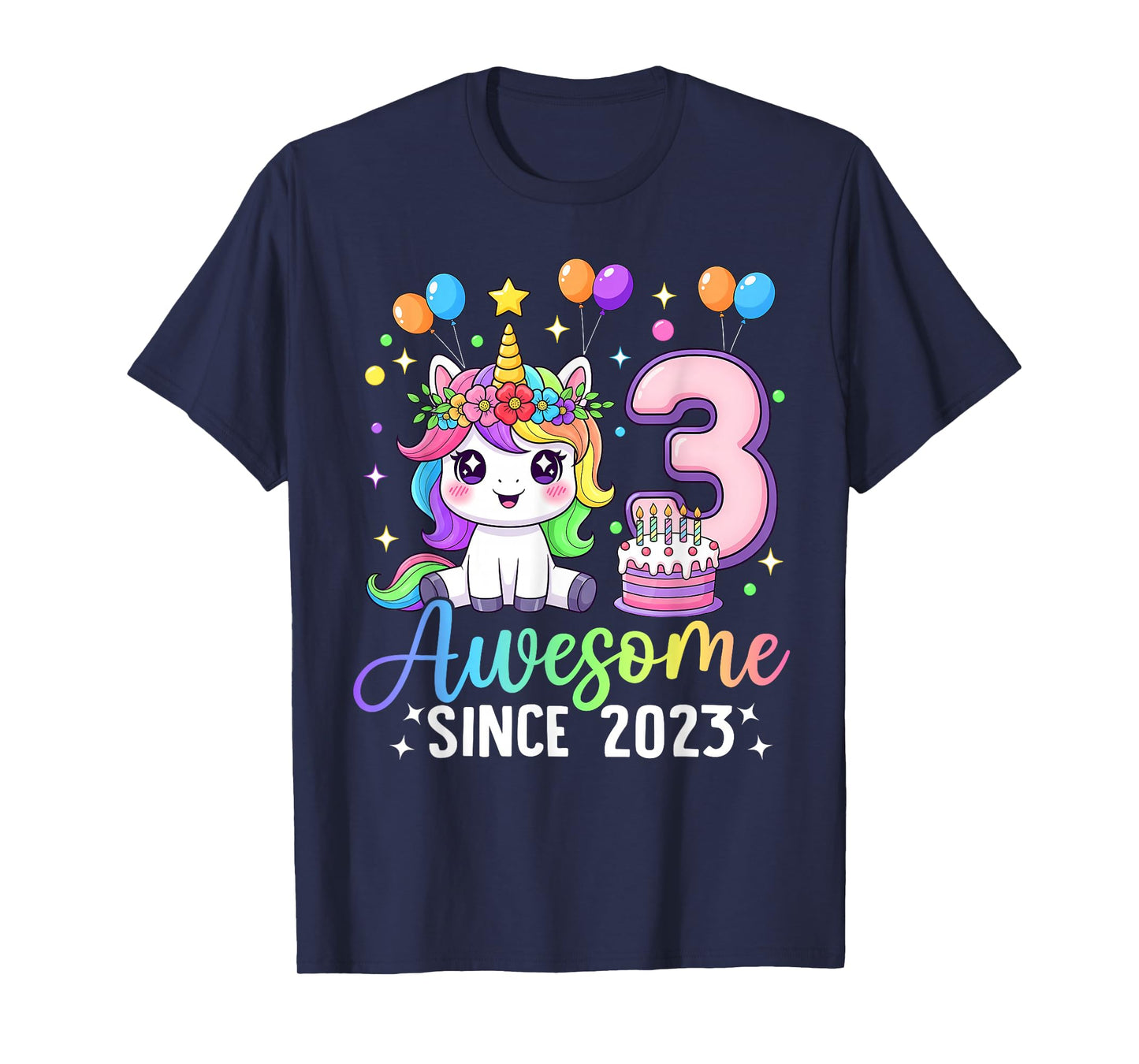 Unicorn 3rd Birthday 3 Year Old Unicorn Party Birthday Girl T-Shirt