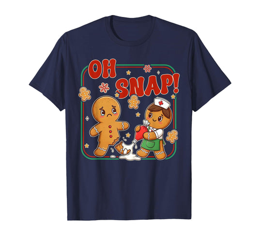 Oh Snap Gingerbread Nurse Funny Nursing Christmas Holiday T-Shirt