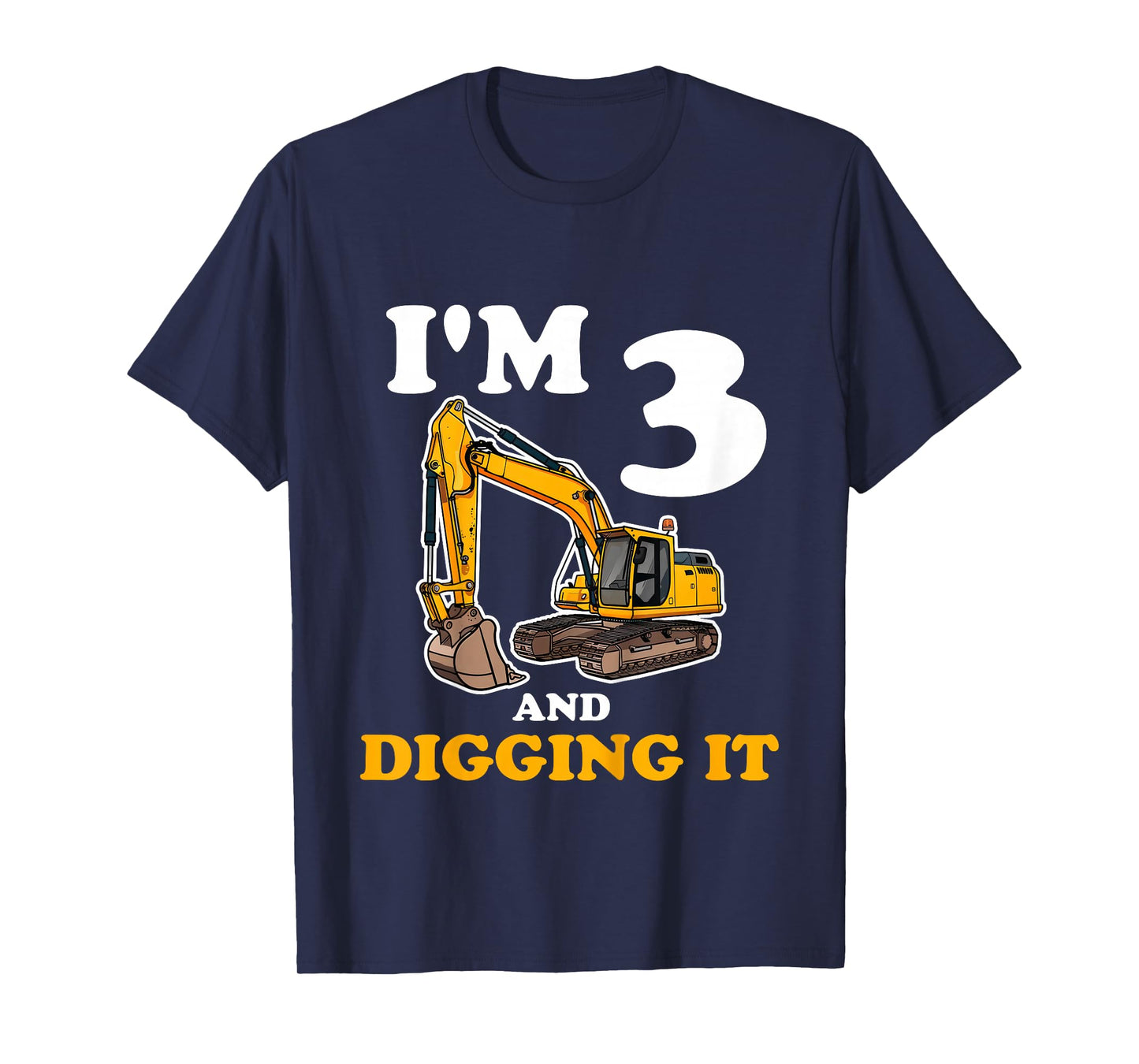 Kids Three 3yr 3rd Birthday Construction Boy 3 Years Old T-Shirt