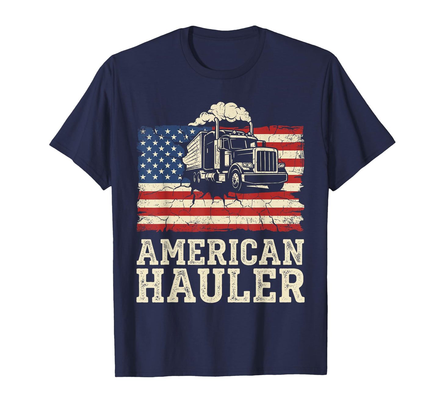 American Hauler Truck Driver Patriotic US Flag Trucker T-Shirt